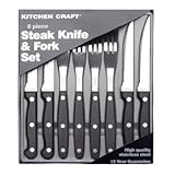 Kitchen Craft Deluxe Eight Piece Steak Knife & Fork Set- display boxed