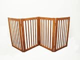 Light Cherry Wooden 4 Panels Folding Pet Gate Dog