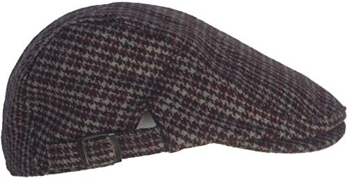 Cappello Wool Blend Hounds Tooth 3 Point Ivy Hat Driver Cap (Red / Brown)