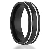 Titanium Wedding Band with Two Polished Grooves Comfort Fit Ring
