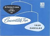 1959 Cadillac Series 62 Convertible Top Manual Reprint
