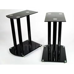 1 Paar Boxenst�nder V3 Black-Line aus Glas / Alu mit Spikes, 3 S�ulen