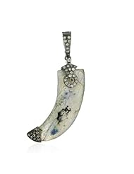 14kt Gold Diamond Pave Tiger Tooth Pendant Silver Fashion Jewelry
