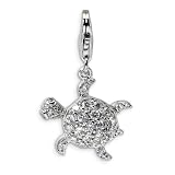 Sterling Silver CZ Sea Turtle w/Lobster Clasp Charm