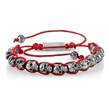 Pirate Skull Adjustable Cord Bracelet - Red