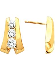 Pair of 14K Yellow Gold Diamond Earrings - 0.95 Ct. -- LIFETIME WARRANTY