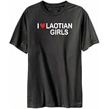 I Love Laotian Girls Countries Mens T-Shirt (Dark Silver, Size Large)