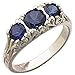 14Kt White Gold Affluent Three Gemstone Created Blue Sapphire Fashion Ring