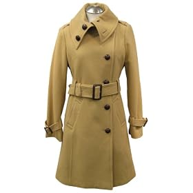 London Fog Ladies Asymmetric Neck Wool Trench Coat by London Fog