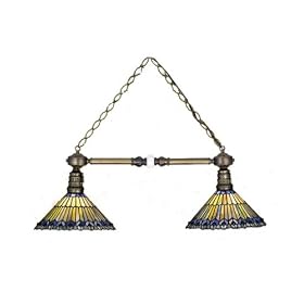 Meyda Tiffany 27411, 32.5"L Tiffany Jeweled Peacock 2 Lt Island Pendant