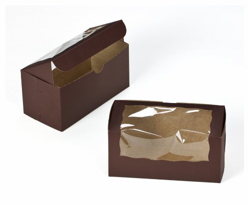 Dress My Cupcake Window Cupcake Box with Lid and Holder for 2 Jumbo Cupcakes, Chocolate Brown, Set of 100