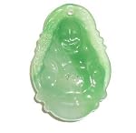 Jade Pendant 08 Spiritual Laughing Buddha Green Slick God Gemstone 1.2