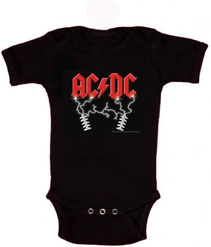 Yaya Rocks Unisex Baby Acdc Electric Black S/S Onesie 12-18 Months