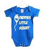Daddies little squirt funny babygrow baby shower suit gift Newborn Royal blue vest white print