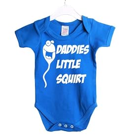 Daddies little squirt funny babygrow baby shower suit gift Newborn Royal blue vest white print
