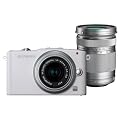 Olympus E-PM1 Compact System Camera Double Zoom Kit - White (includes M.ZUIKO Digital 14 -42mm II R and M.ZUIKO Digital 40 -150mm Lenses)