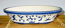 8" B&W OVAL CERAMIC BONSAI CACTUS SUCCULENT POT