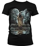 Wolf Spirit Native American Squaw Juniors T-shirt, American Indian Princess Wolf Design Juniors Shirt