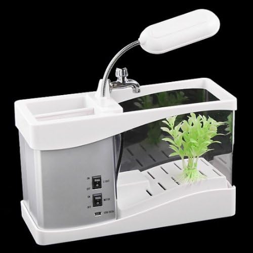 Mini USB LCD Desktop Lamp Light Fish Tank Aquarium LED Clock White