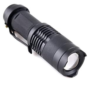 Adjustable Focus Zoom CREE Q5 LED Bright Mini Flashlight Torch Hiking Black