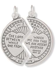 25mm Mizpah Break Apart Coin Charm .925 Sterling Silver