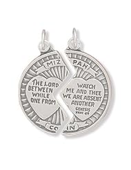 Mizpah Sterling Silver Break Apart Coin Charm. Two 18"steel Necklace