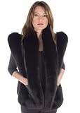 Black Leather Vest - Black Fox Trim