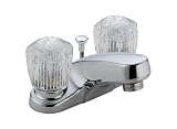 41ASHAVGXML. SL160  Delta Faucet 2522 Classic Double Handle Centerset Lavatory Faucet with Clear Knob Handles and Metal Pop Up, Chrome