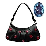 Bisadora Black Leather Snap Hobo W/ Aqua Crystals