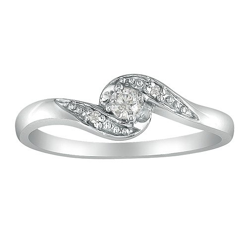 Best Price Bypass Diamond Promise Ring in 10K White Gold .07ct tw