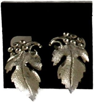 Lisner Silvertone Grapevine Leaf Vintage Clip Earrings