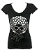 Women's Afro Hair Woman Rhinestone Bling V-Neck T-Shirts Black