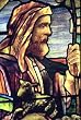 Frameable Art Card for Christmas - Shepherd in stained glass by Tiffany Studios