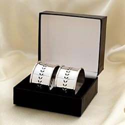 Set of 2, Sterling Silver 1-3/4"" diameter, 1"" wide Napkin Rings - Pierced D...