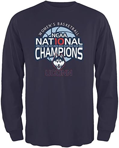 Uconn Huskies 2015 NCAA Script 10 Champions - Navy Adult Long Sleeve T-Shirt - Large