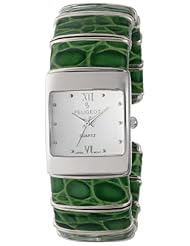 Peugeot Womens PQ2852-GR Silver-Tone Green Cuff Watch