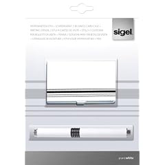 Sigel VZ168 Kombi-Set Visitenkarten-Etui pure:white+ Schreibger�t, wei�, Etui aus Alu mit Epox-glossy Beschichtung, Schreibger�t mit Gro�raummine M, f�r bis zu 10 Karten (max. 91x56 mm), 1 Set