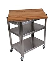 Hot Sale John Boos Stainless Steel Cart with 30 by 20-Inch Removable Maple Top, Stainless Steel Shelves and Casters