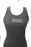 Black Embroidered Beater Style Tank Top Barbie in Training