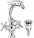 Chrome Dolphin 1 Hole Bathroom Sink Cross Handle Faucet