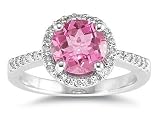 Pink Topaz and Diamond Ring in 14K White Gold