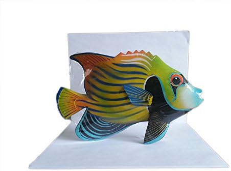 Wooden Fish Emperor Angelfish (Pomacanthus Imperator) for Shelf or Mantle- 10 Inch Model Fish Collection