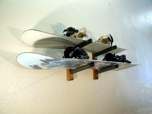 Surfdogz - 2 Snowboard / Skateboard, Steel Peg / Wood Base Wall Rack Set