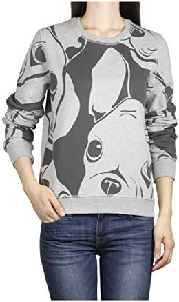 Premium Womens French Bull Dog Print Designer Sweatshirt with Fleece Inside (X-Large, Grey)