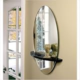 Oval Mirror with Black Shelf