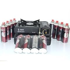 Set: Gaskocher mit 12 Gaskartuschen
