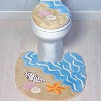 Seashell Beach Toilet Seat Cover & Rug Mat Bathroom