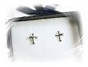 Small Polished Cross Sterling Silver Post Earrings