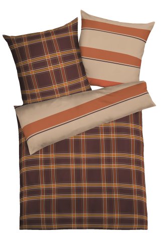 Kaeppel G-009279-06D1-VAKF Bettw&auml;sche 2-teilig Checks 135 x 200 cm Edel - K&ouml;per - Flanell, Farbe: braun