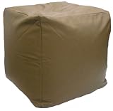 Faux Leather Light Brown Latte Bean Bag Cube Footstool Pouffe